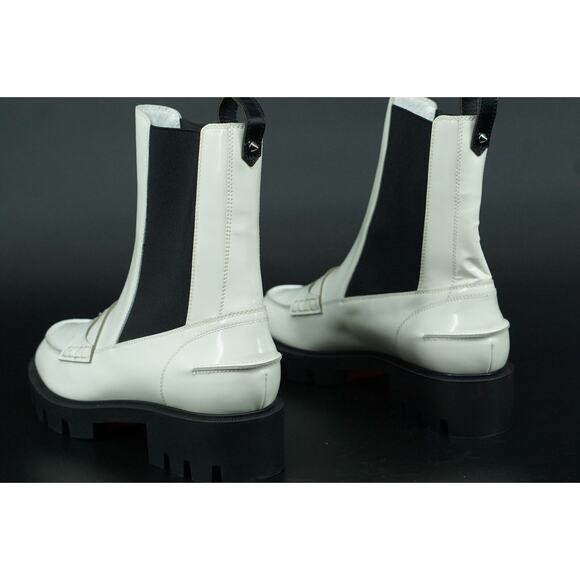 Christian Louboutin Montezu White Ankle Biker Chelsea Boots Size 39.5 New $1695 - Picture 5 of 9